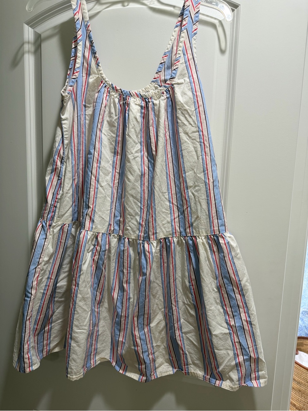 Old Navy Cream Mini Dress with Blue and Red Stripes